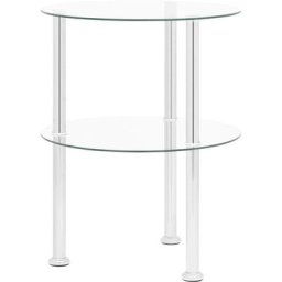 Vidaxl - Beistelltisch mit 2 Ablagen Transparent 38 cm Hartglas Transparent