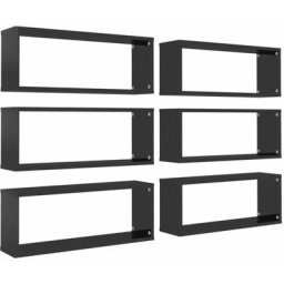 Würfelregale 6 Stk. Hochglanz-Schwarz 60x15x23 cm Holzwerkstoff Vidaxl Schwarz