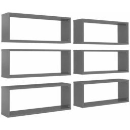 Würfelregale 6 Stk. Hochglanz-Grau 60x15x23 cm Holzwerkstoff Vidaxl Grau