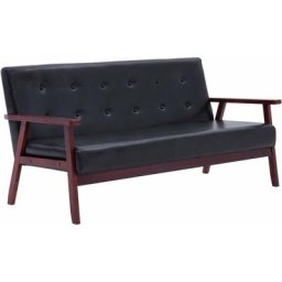 Vidaxl - 3-Sitzer-Sofa Schwarz Kunstleder Schwarz