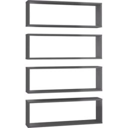 Würfelregale 4 Stk. Hochglanz-Grau 80x15x26,5 cm Holzwerkstoff Vidaxl Grau