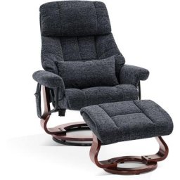 Relaxsessel mit Hocker 9066, Drehbare Fernsehsessel mit Liegefunktion, Moderner TV-Sessel Stuhl für