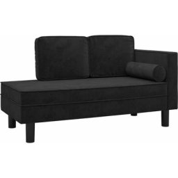 Chaiselongue mit Kissen und Nackenrolle Schwarz Samt Vidaxl Schwarz
