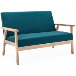 Alice's Garden - Sofa Sitzbank aus Holz und Stoff, Petrolblau, Isak, b 114 x t 69,5 x h 73 cm