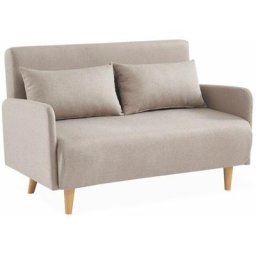 2-Sitzer-Sofa - Panam - Schlaffunktion - Holzfüße, Bank, verstellbare Rückenlehne - Beige