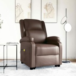 Elektrischer Massagesessel - Relaxsessel Fernsehsessel mit Aufstehhilfe Braun Kunstleder BV271507
