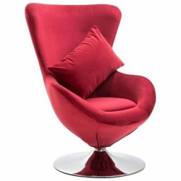 Drehstuhl in Ei-Form mit Kissen Rot Samt Vidaxl Rot