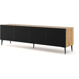 TV-Schrank Ravenna b 200 cm 4D artisan eiche / schwarz matt + Beine