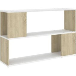 Bücherregal Weiß und Sonoma-Eiche 100x24x63 cm Spanplatte