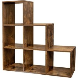 Vasagle Treppenregal, Bücherregal, Stufenregal, Standregal, mit 6 Würfeln, Leiterregal, als