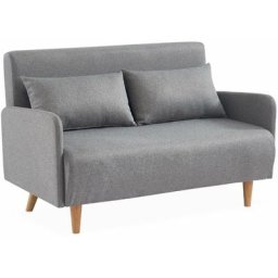 2-Sitzer-Sofa - Panam - Schlaffunktion - Füße helles Holz, helllgrau, Bank, verstellbare