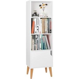 Bücherregal Bücherschrank Kinderregal Raumteiler Standregal Büroregal Regal mit Tür weiß 40 x 30 x