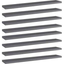 Bücherregal-Bretter 8 Stk. Hochglanz-Grau 60x10x1,5 cm Vidaxl Grau
