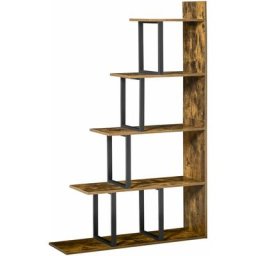 Bücherregal, Standregal , Wohnzimmerregal, Spielzeugregal, Holz, Rustikales Braun+Schwarz, 102 x 30