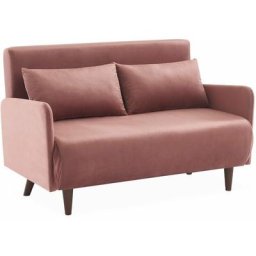 2-Sitzer-Sofa aus Samt - Panam - Schlaffunktion - Füße dunkles Holz, altrosa, Bank, verstellbare