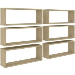 Würfelregale 6 Stk. Sonoma-Eiche 60x15x23 cm Holzwerkstoff Vidaxl Braun