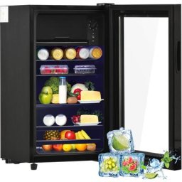 Merax - Kühlschränke Getränkekühlschrank, 70L Kühlteil und 6L Gefrierteil, 7 Kühlstufen, led