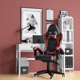 Gaming Stuhl Ergonomisch - BIGZZIA Gamer Stühle mit Lendenkissen + Kopfstütze - Gaming Chair