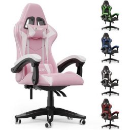 Bigzzia - Gaming Stuhl Ergonomisch - Gamer Stühle mit Lendenkissen + Kopfstütze Gaming Chair