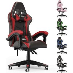 Bigzzia - Gaming Stuhl Ergonomisch - Gamer Stühle mit Lendenkissen + Kopfstütze Gaming Chair