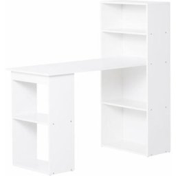 Homcom - Schreibtisch Küchentisch mit Regal Computertisch Arbeitstisch Laptoptisch Büroregal Weiß