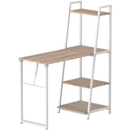 Schreibtisch klappbar mit 4 Tier Bücherregal, Computertisch, Bürotisch, E1 Spanplatte,