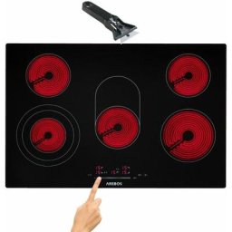 Glaskeramik Kochfeld 5 Kochplatten Sensor Touch 5 Zonen Kochfeld 8600W - Schwarz - Arebos