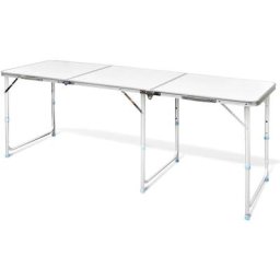 Vidaxl - Campingtisch zusammenklappbar höhenverstellbar Aluminium 180 x 60 cm Weiß