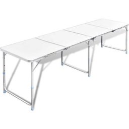 Campingtisch zusammenklappbar höhenverstellbar Aluminium 240 x 60 cm vidaXL - Weiß