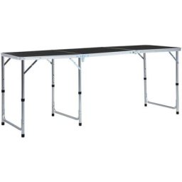 Klappbarer Campingtisch Grau Aluminium 180 x 60 cm Vidaxl Grau