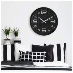Retro Wanduhr schwarz Quartz Uhrwerk ohne Ticken Analoge Schlafzimmer Uhr lautlos 40cm Rund