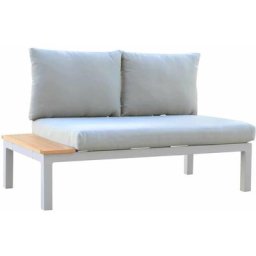 Gartensofa 2 Sitzplätze Chillvert Bérgamo Aluminium 138,2x76,6x73 cm Grau mit Integriertem Tisch