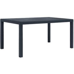 Gartentisch Anthrazit 150 x 90 x 72 cm Kunststoff Rattan-Optik Vidaxl Anthrazit