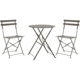 Balkonmöbel Bistroset Stuhl Tisch Garten Bistro Cafe Metall Klappmöbel Taupe - Svita