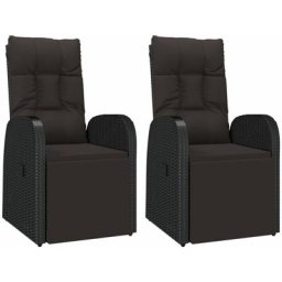Vidaxl - Gartensessel mit Kissen 2 Stk. Verstellbar Schwarz Poly Rattan Schwarz