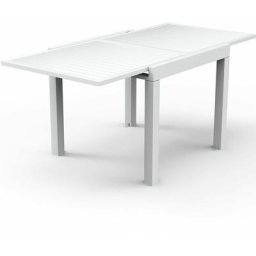 Ausziehbarer Gartentisch, Aluminium, 81-163 x 81 x 75 cm Weiß - Weiß