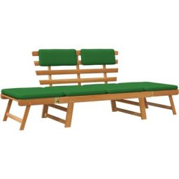Vidaxl - Gartenbank mit Auflagen 2-in-1 190 cm Massivholz Akazie Grün