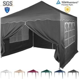 Instent® Pavillon basic 3x3,Trolley, Stahl, anthrazit, 4 Seitenteile