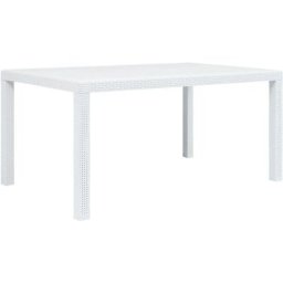 Gartentisch Weiß 150 x 90 x 72 cm Kunststoff Rattan-Optik Vidaxl Weiß