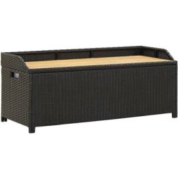 Vidaxl - Sitzbank mit Stauraum 120 cm Poly Rattan Schwarz Schwarz