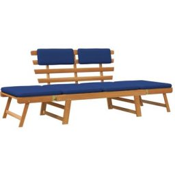 Vidaxl - Gartenbank mit Auflagen 2-in-1 190 cm Massivholz Akazie Blau
