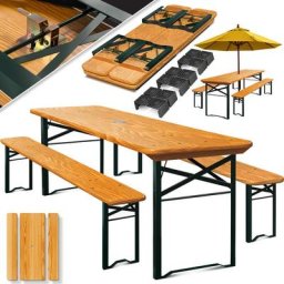 Bierzeltgarnitur 3 teilig Gartenmöbel-Set Klappbar 170 x 46 x 75cm 2X Bierbänke 1x Biertisch