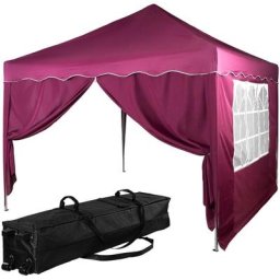 Instent® Pavillon basic 3x3,Trolley, Stahl, rot, 2 Seitenteile