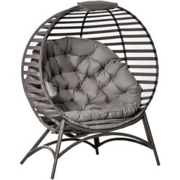 Papasansessel Gartenstuhl 2 sitzer Korb-Stuhl mit Kissen oval Loungesessel Korb faltbar Balkon