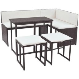 5-tlg. Garten-Essgruppe Stahl Poly Rattan Braun Vidaxl Braun