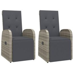 Garten-Liegestühle mit Kissen 2 Stk. Grau Poly Rattan vidaXL - Grau