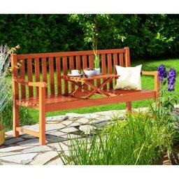 Casaria - Gartenbank Picknick Tisch FSC®-zertifiziertes Eukalyptusholz hochklappbarer Tisch
