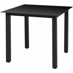 Garten-Esstisch Glas Aluminium 80 x 80 x 74 cm Schwarz vidaXL - Schwarz