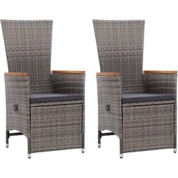 Garten-Liegestühle 2 Stk. mit Auflagen Poly Rattan Grau Vidaxl Grau