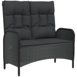 Gartenbank mit Liegefunktion & Kissen 107cm Poly Rattan Schwarz Vidaxl Schwarz
